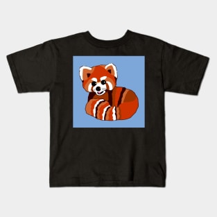 Red panda print on blue Kids T-Shirt